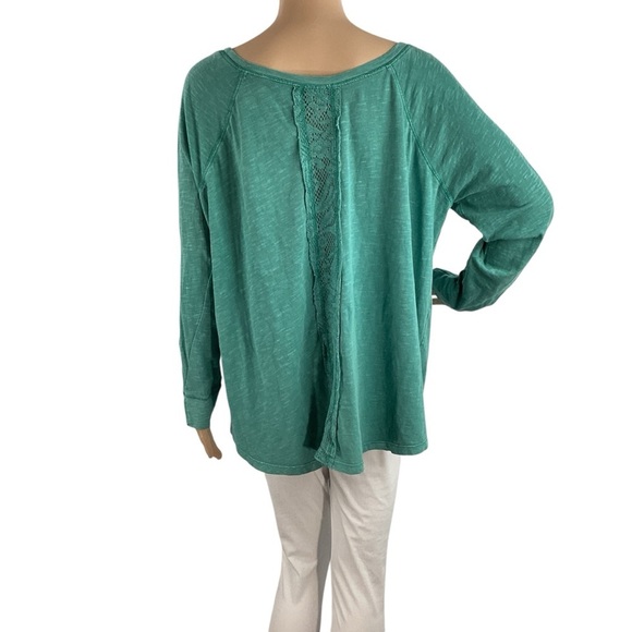 Sundance Teal Crochet Detail Long Sleeve Cotton Tunic Top Size L - Picture 5 of 6